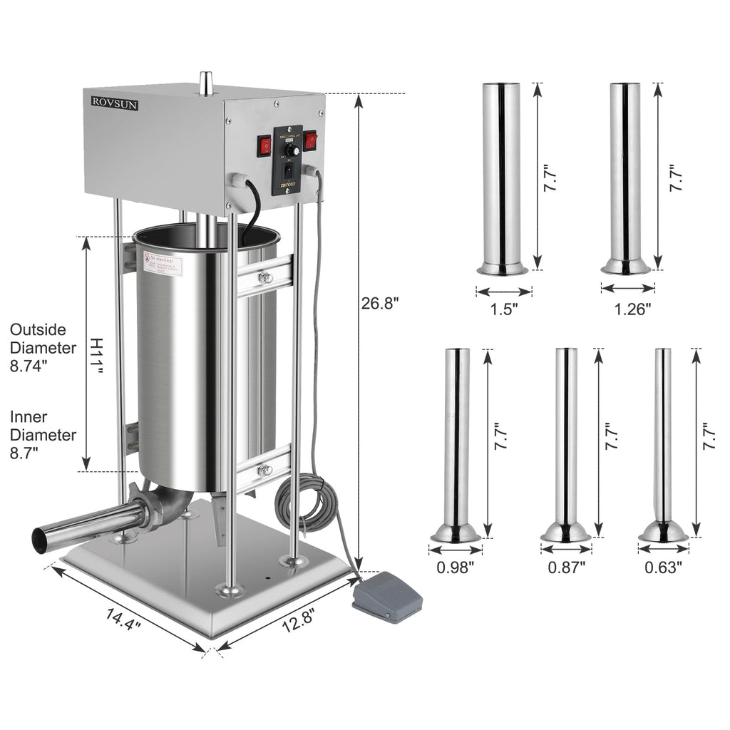 10L Electric Stainless Steel Sausage Stuffer with 5 Stuffing Tubes A976