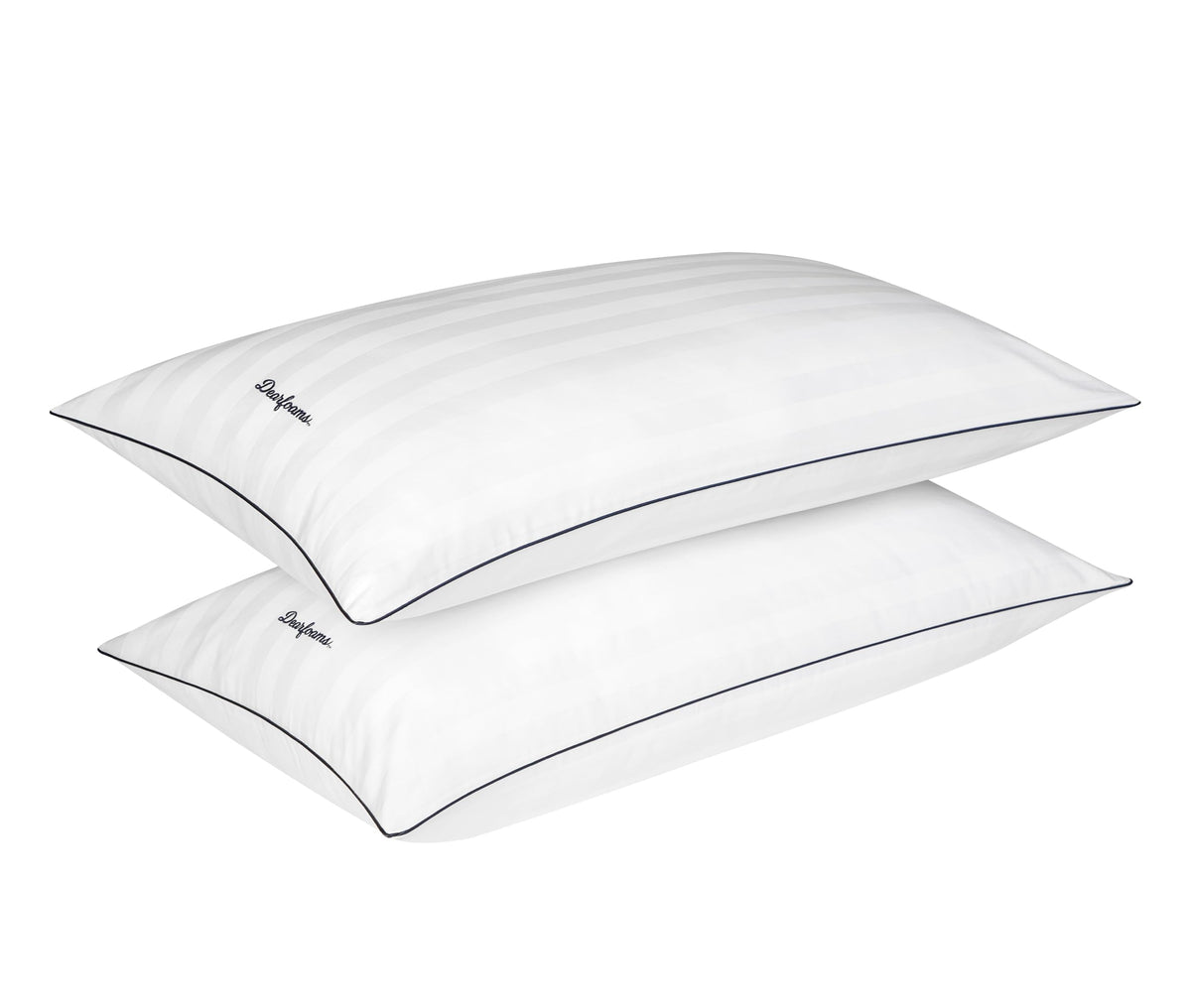 Set of 2 King Size Cotton Stripe Down Alternative Bed Pillows Z99700