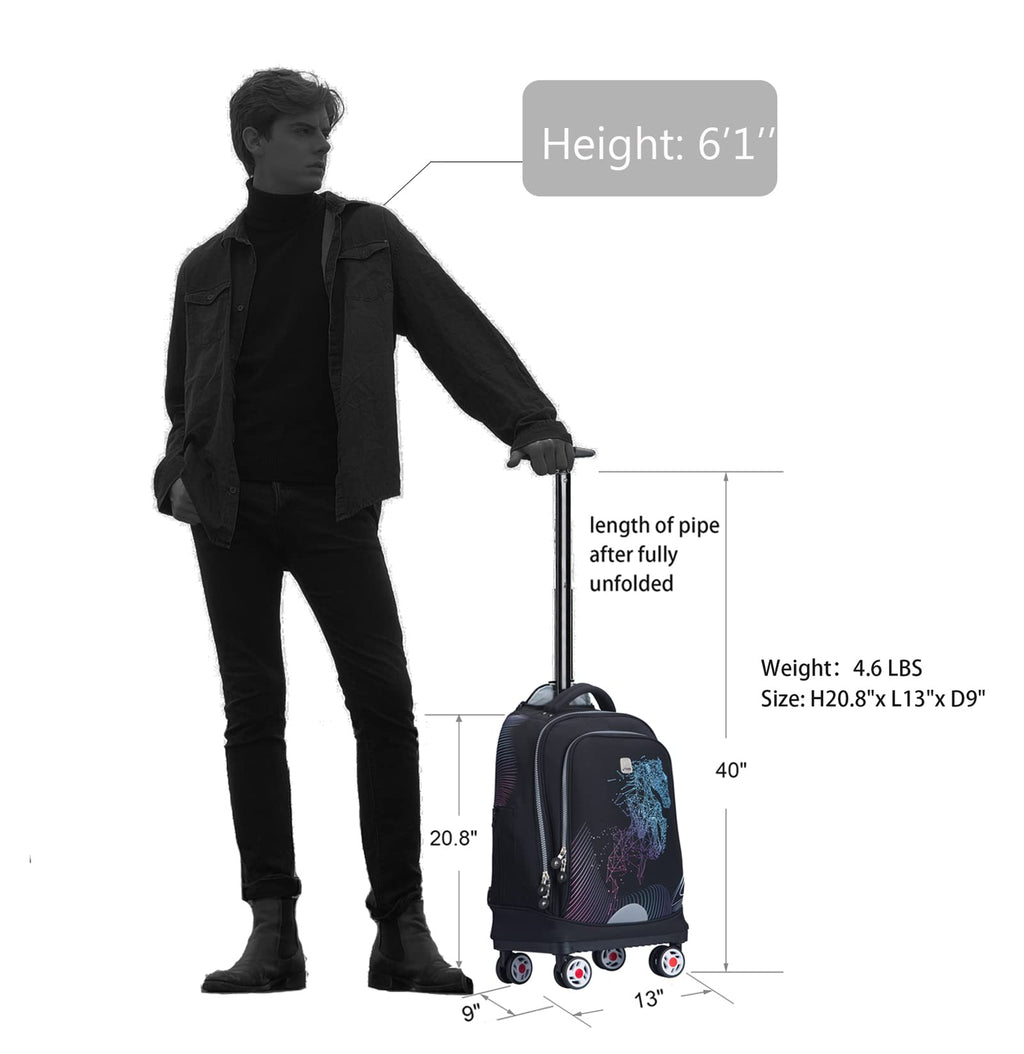 Rolling Backpack with Wheels Fits 15.6 Inch A595