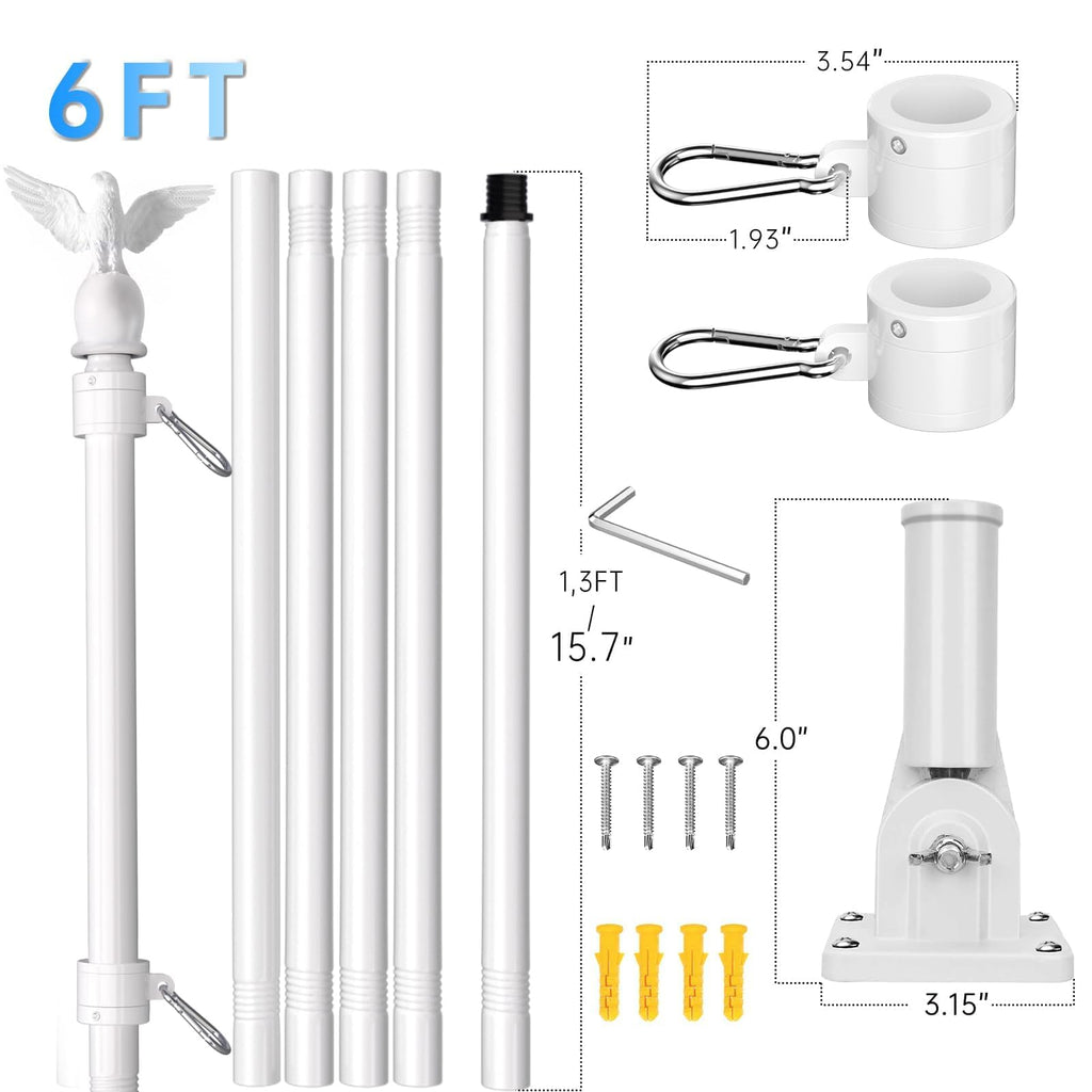 6FT Stainless Steel Flagpole Kit Z161