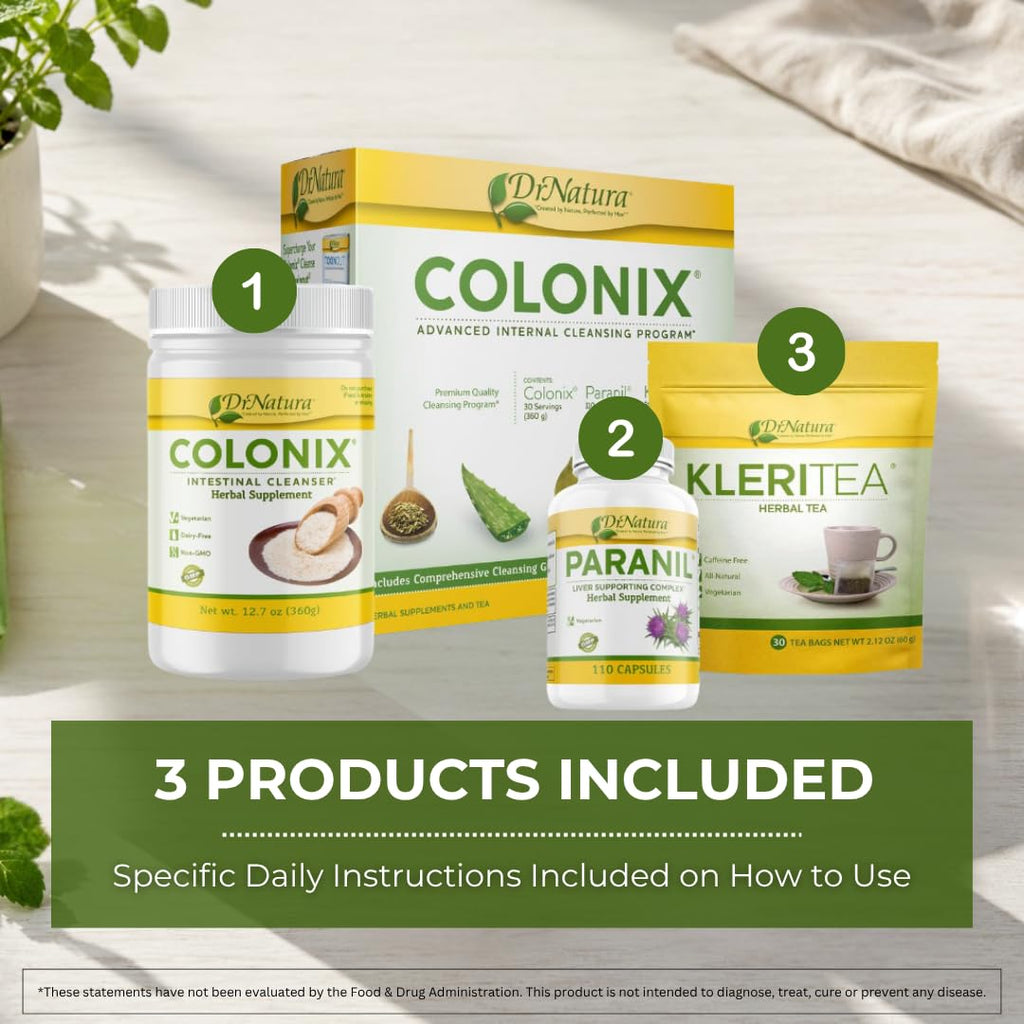 Whole Psyllium Husk Fiber Powder Herbal Capsules & Tea 30 Day Colon Cleanse Kit F4661