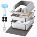 Stainless Steel Sifting Litter Box with Lid W504