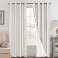 100% Blackout Linen Curtains 84" L 2 Panels Ivory W376969