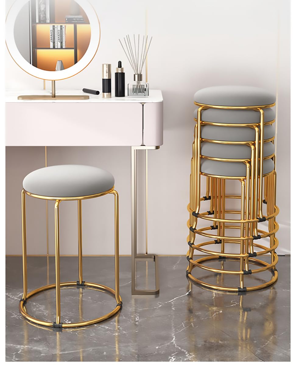 Carbon Steel Stacking Stool Set with Padded Seat, 4-Piece, Grey X478