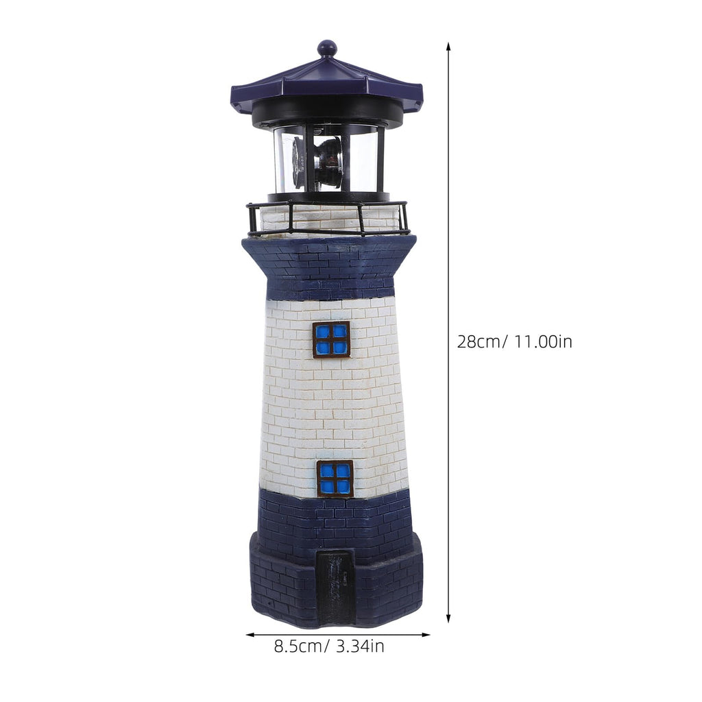 Solar Rotating Lighthouse Light Outdoor Waterproof Garden Decor Z174565