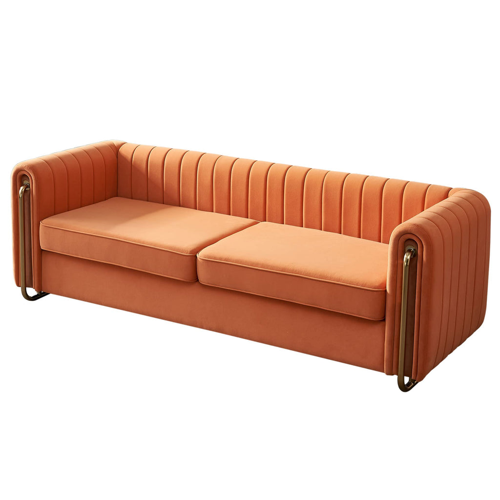 Orange Velvet 84 Inch 3-Seater Sofa Q7701
