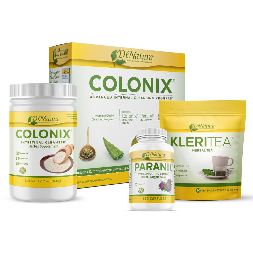 Whole Psyllium Husk Fiber Powder Herbal Capsules & Tea 30 Day Colon Cleanse Kit F4661