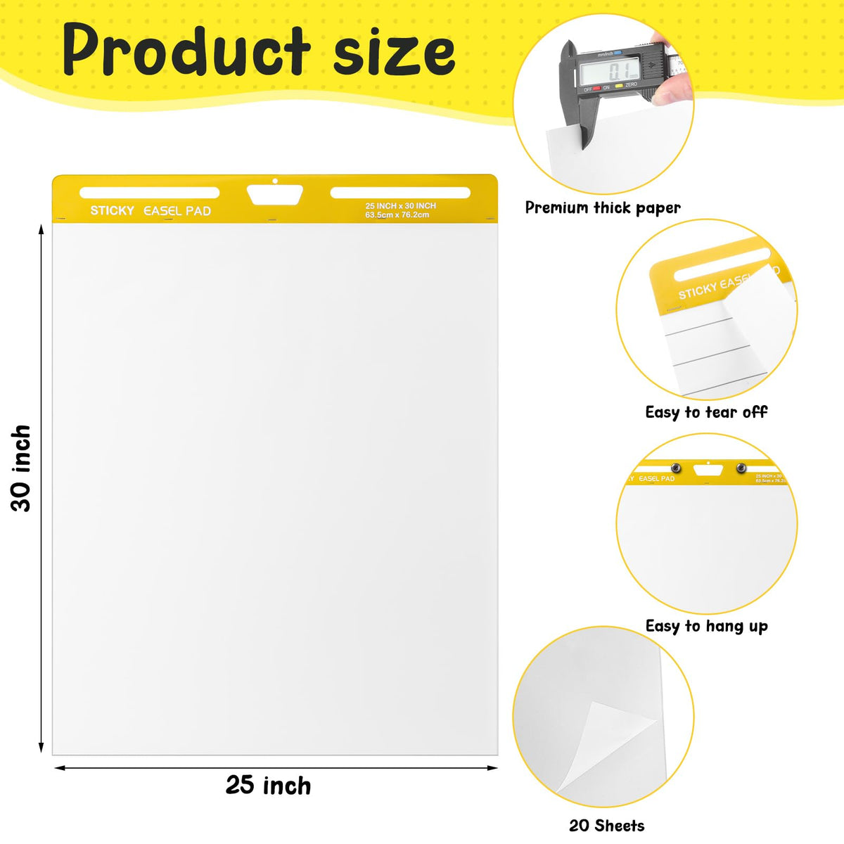 4 Pack White Sticky Easel Pad 25 x 30 in H242