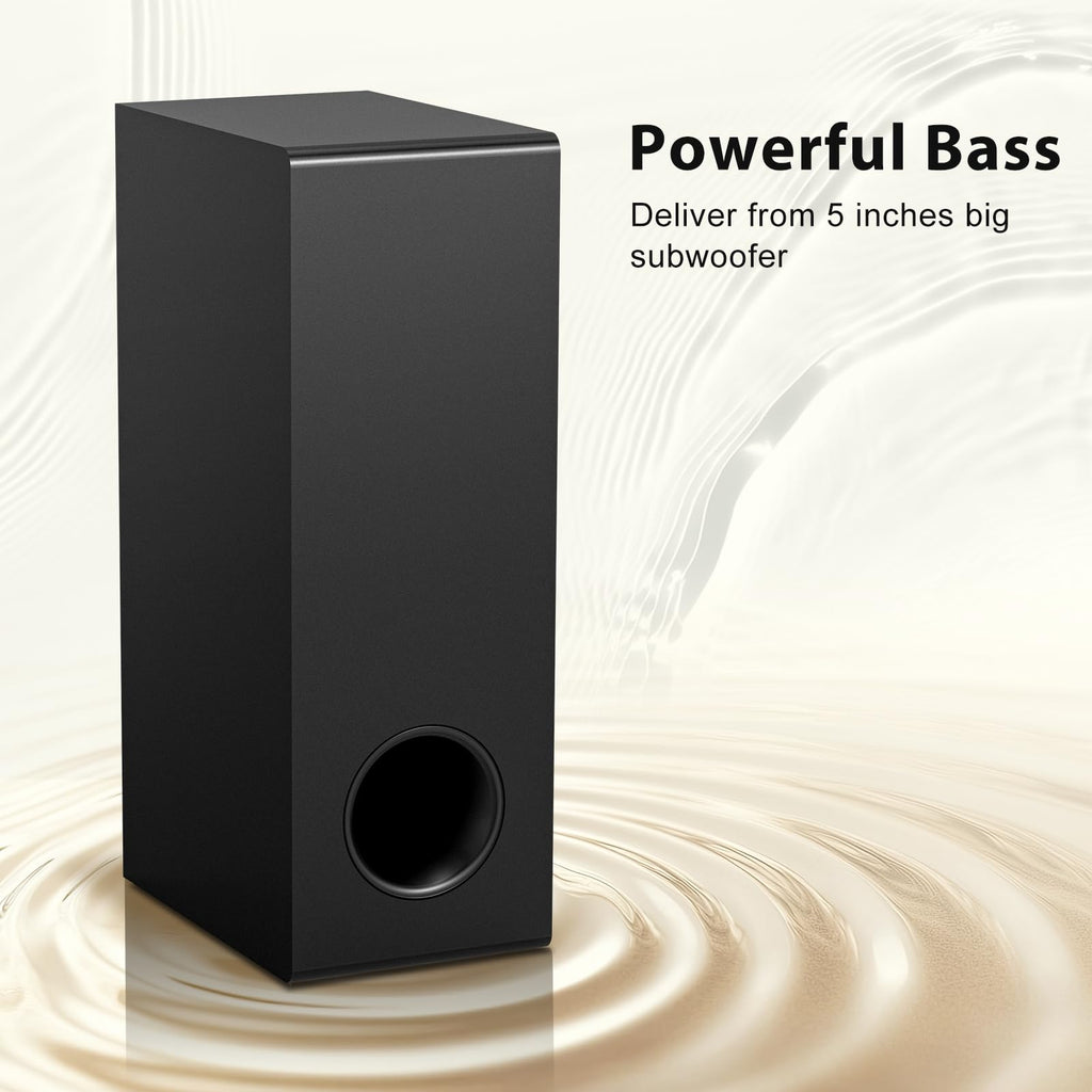 Black 2.1 CH Sound Bar with Wired Subwoofer T84133
