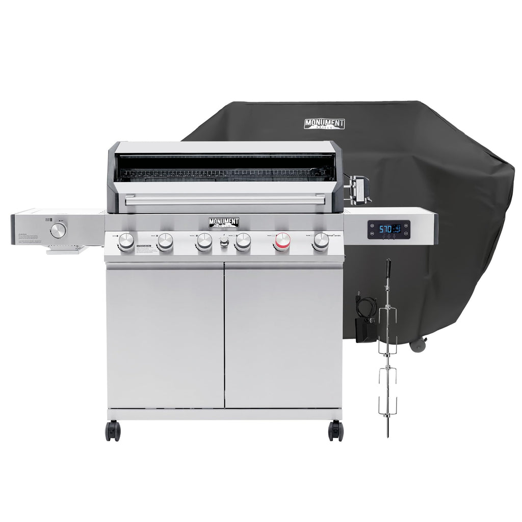6+1 Burner Propane Gas Grill with Cover and Rotisserie Kit O981464