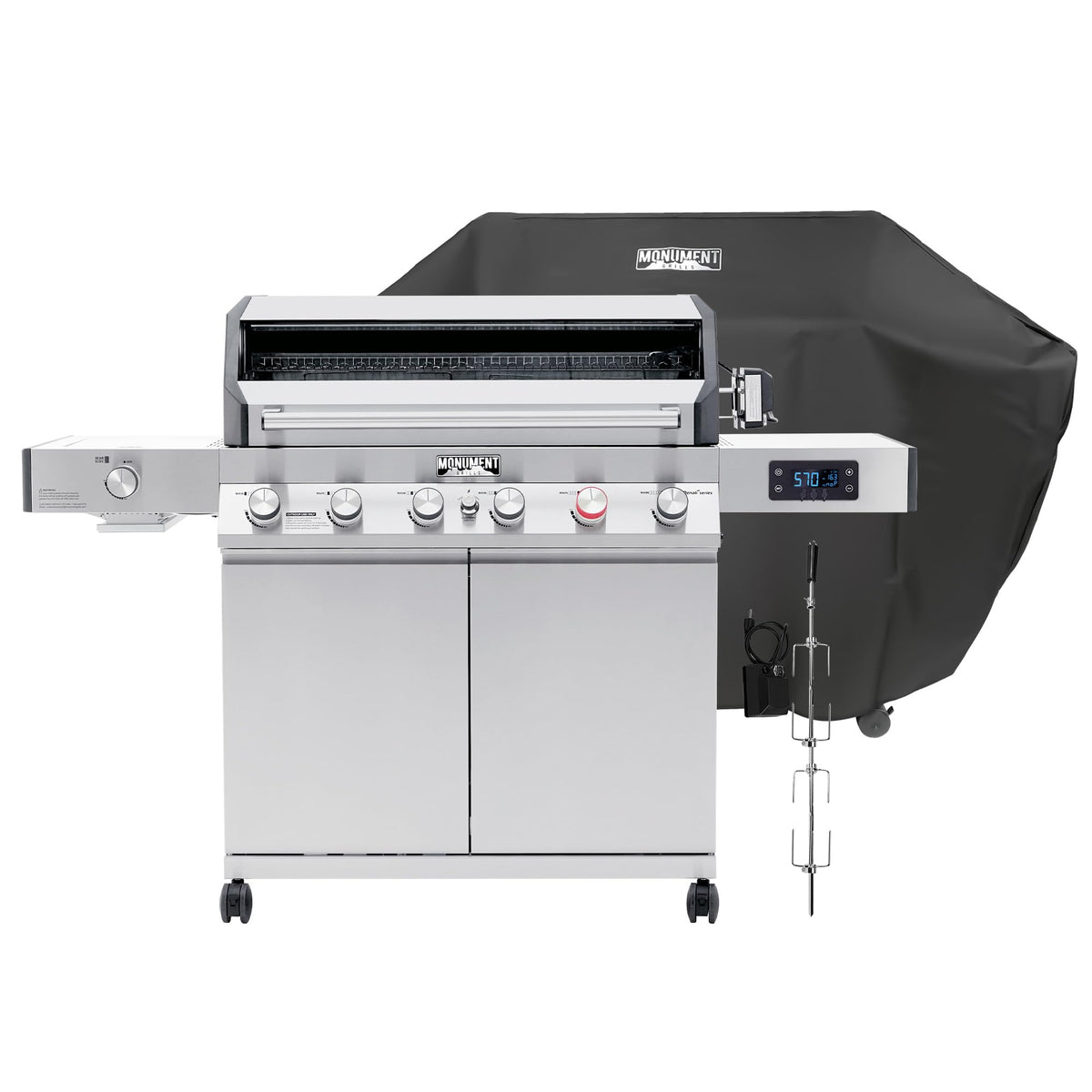 6+1 Burner Propane Gas Grill with Cover and Rotisserie Kit O981464