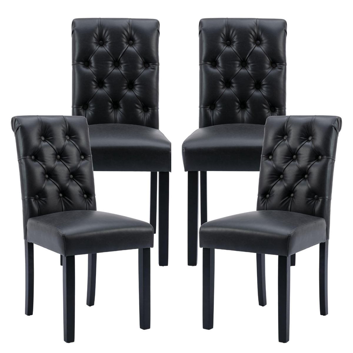 Black PU Leather Dining Chairs Set of 4 R30667