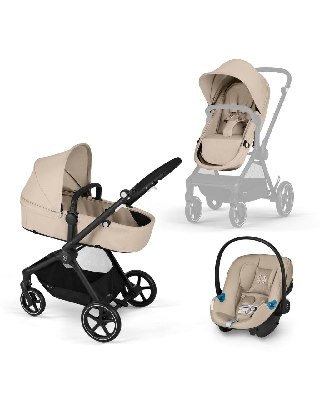 2-in-1 Baby Stroller + Car Seat Combo Almond Beige W8192