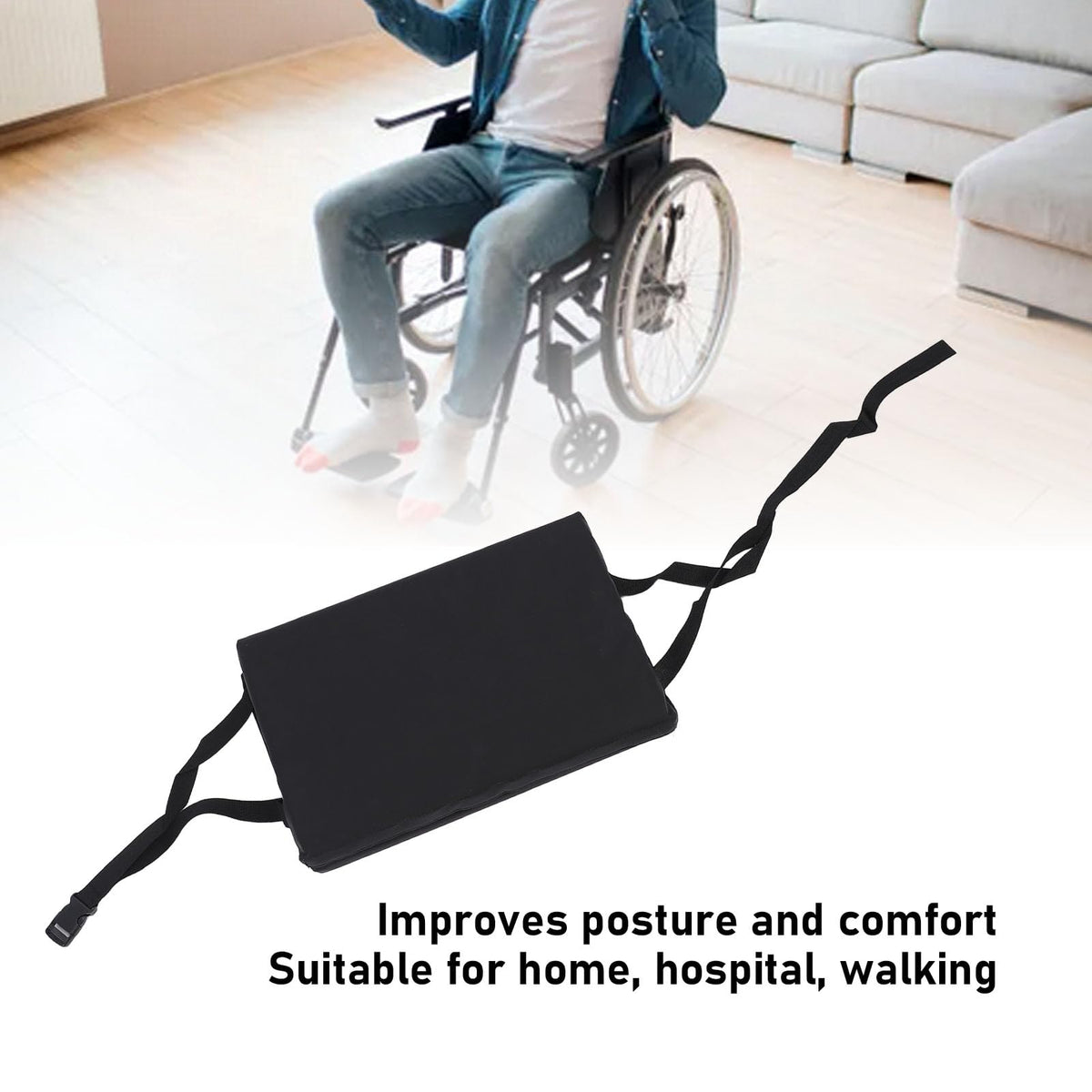 Padded Wheelchair Foot Rest Extender, 16 x 20 x 1in Black L9641