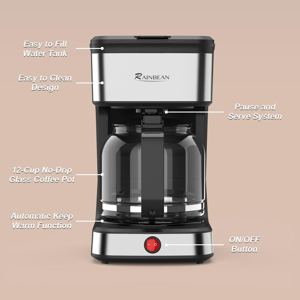 12-Cup Drip Coffee Maker with Glass Carafe Y7372