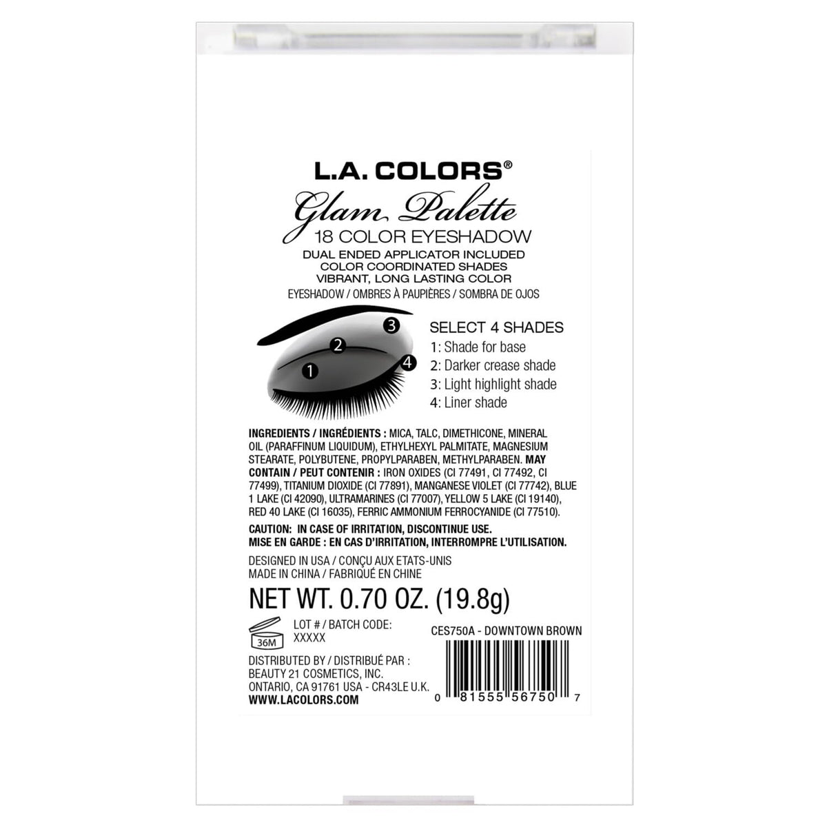 18 Color Glam Eyeshadow Palette B9719