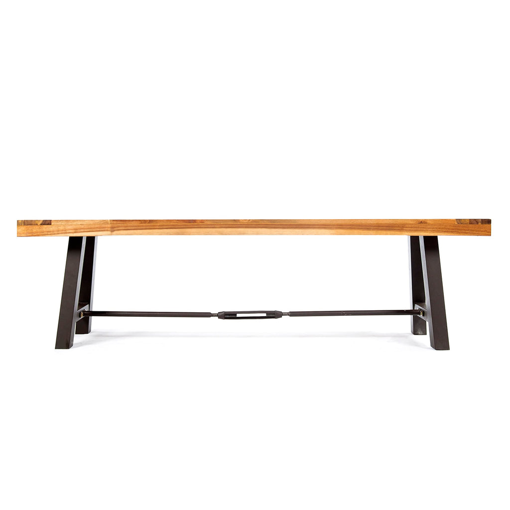 Acacia Wood Outdoor Bench with Metal Accents O978