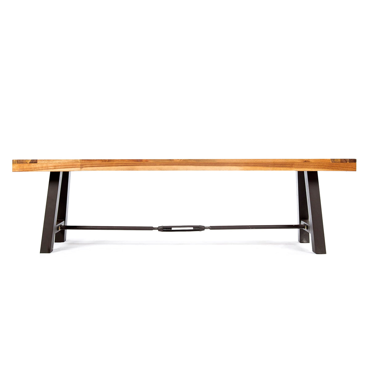 Acacia Wood Outdoor Bench with Metal Accents O978