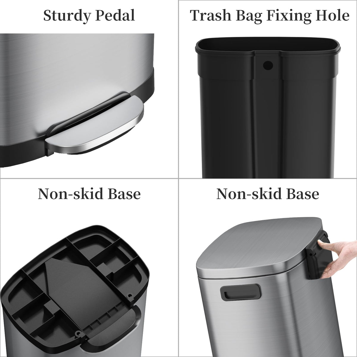 13 Gallon Fingerprint Proof Stainless Steel Trash Can with Lid T679355