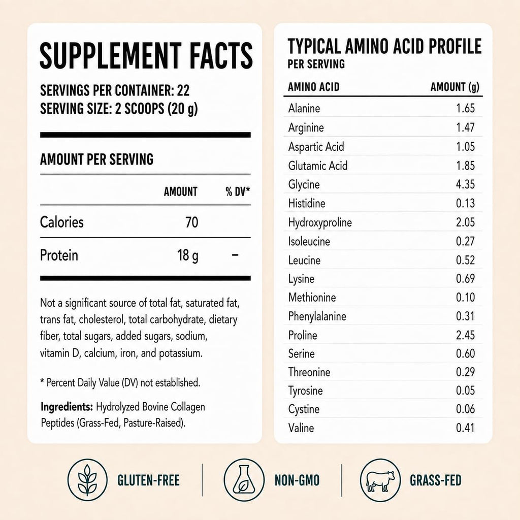 Hydrolyzed Bovine Collagen Peptides Powder, Grass Fed, Unflavored, 16 oz F380018