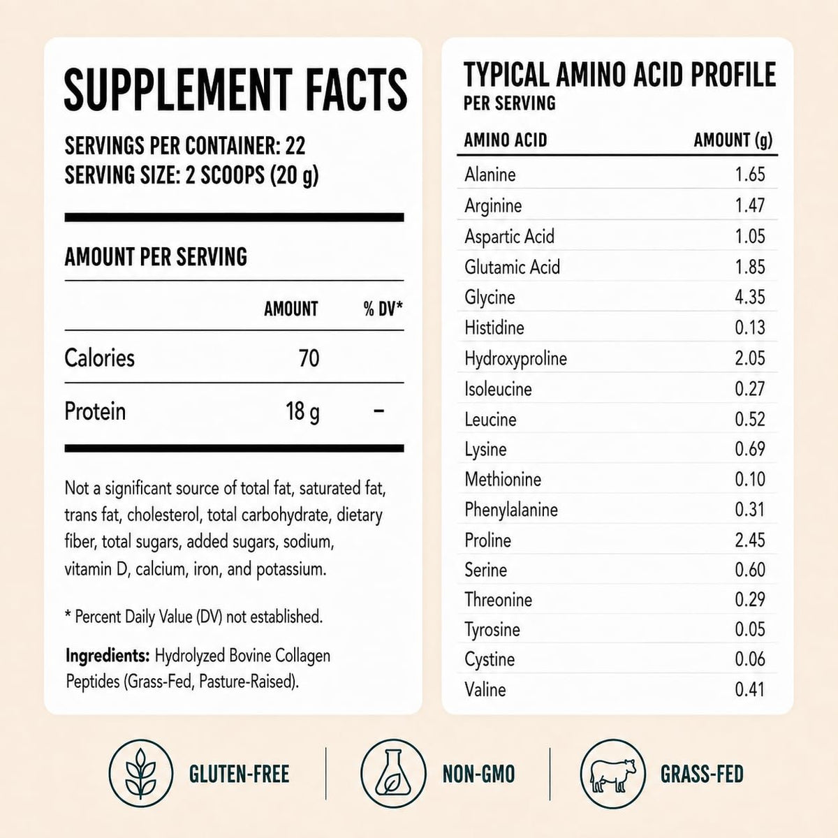 Hydrolyzed Bovine Collagen Peptides Powder, Grass Fed, Unflavored, 16 oz F380018