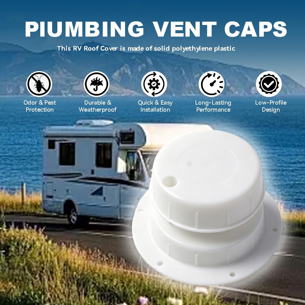 RV Plumbing Vent Caps Replacement Plastic Roof Cover 1 to 2 3/8 Inch Pipe Y241