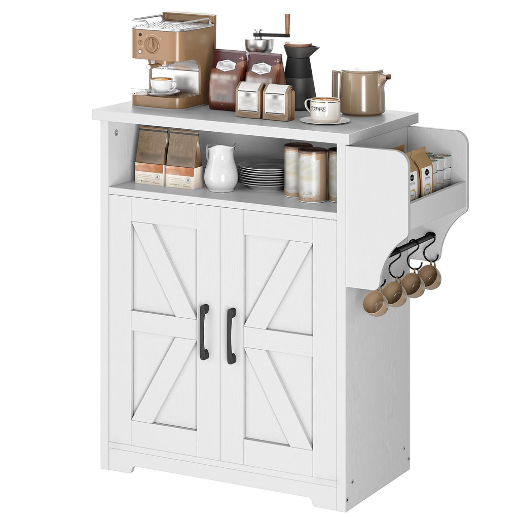 White Coffee Bar Cabinet with Storage G960