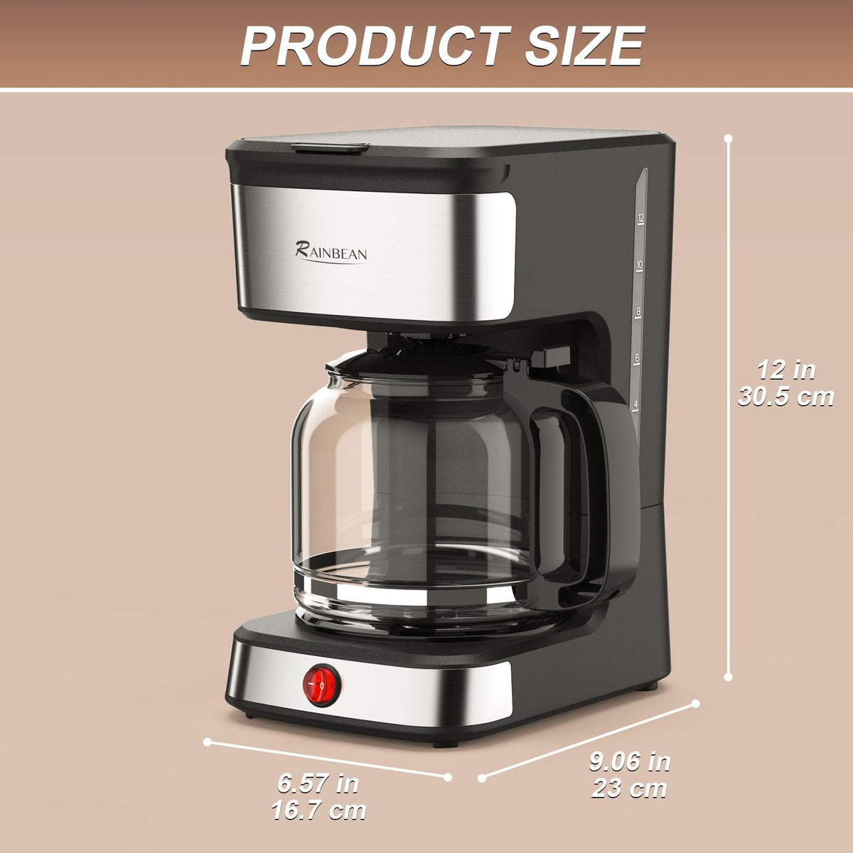 12-Cup Drip Coffee Maker with Glass Carafe Y7372