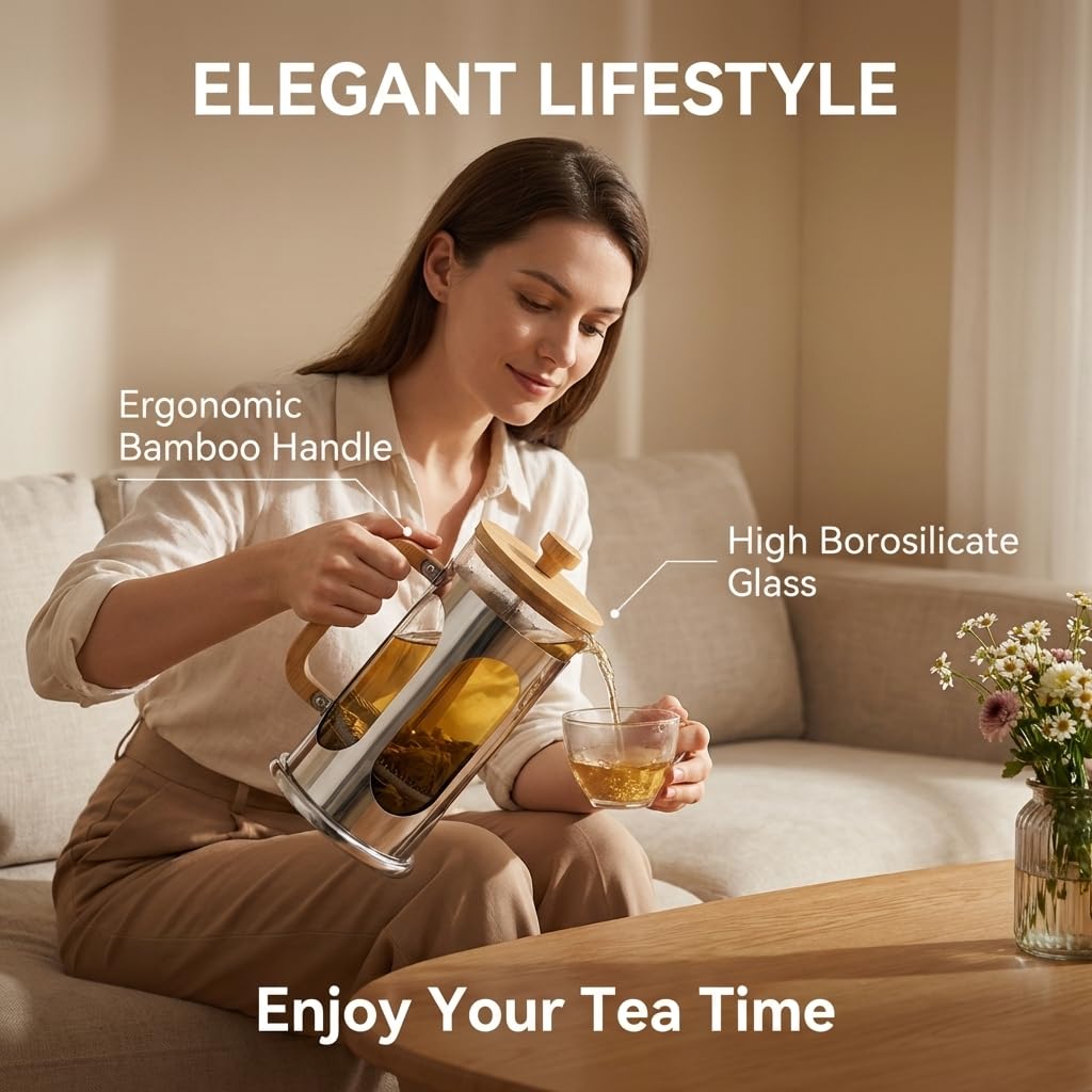 34 oz Borosilicate Glass French Press Coffee Maker N15235
