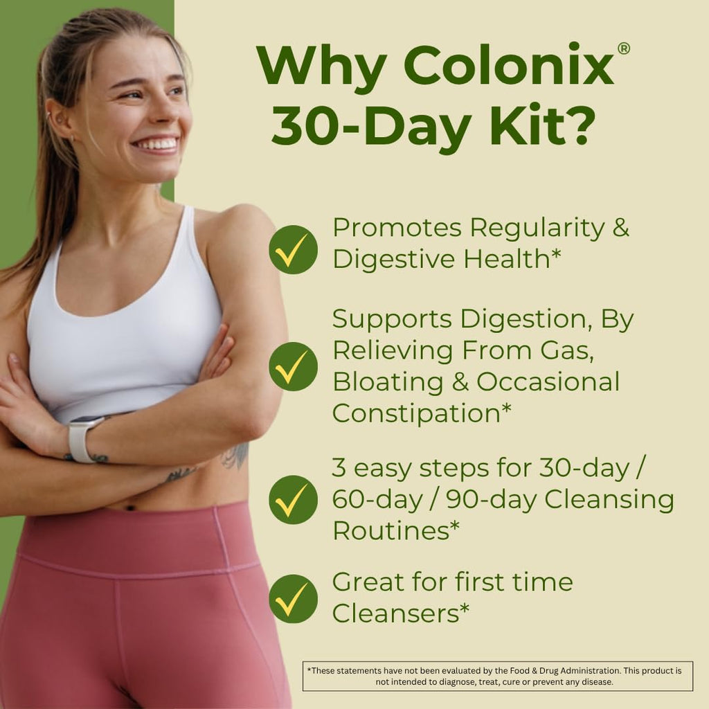 Whole Psyllium Husk Fiber Powder Herbal Capsules & Tea 30 Day Colon Cleanse Kit F4661