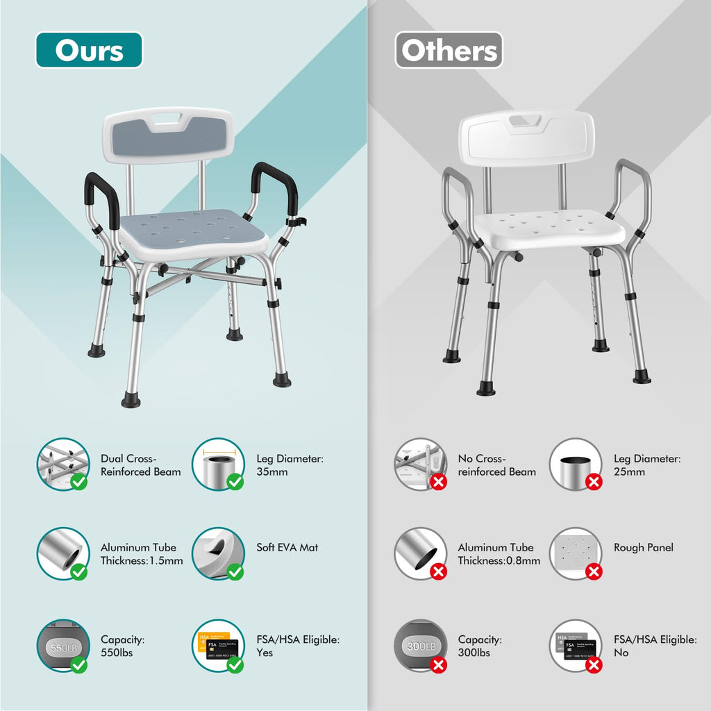 Shower Chair with Removable Arms and Back K1667