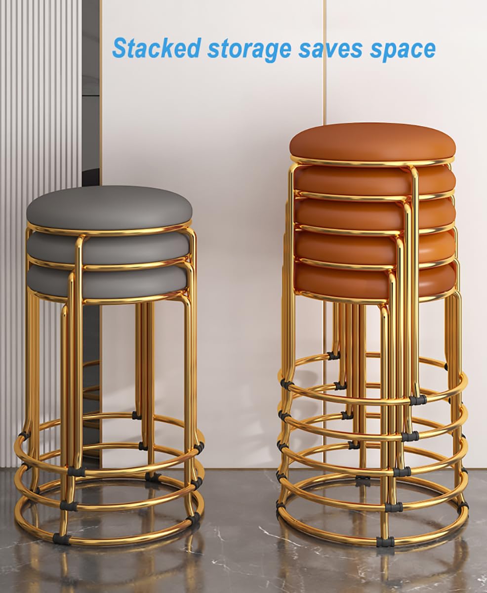 Carbon Steel Stacking Stool Set with Padded Seat, 4-Piece, Grey X478
