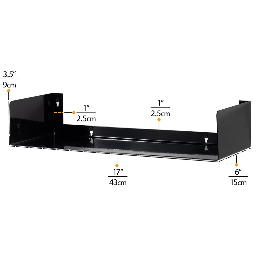 Black Set of 2 U Shape Wall Mount Metal Shelf O132191
