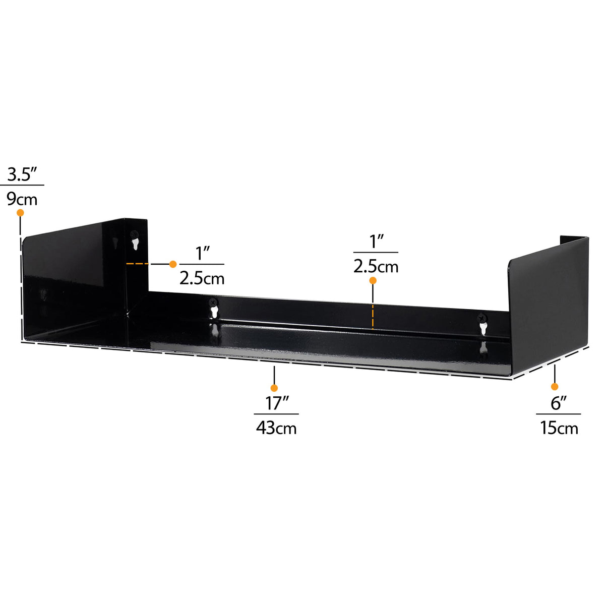 Black Set of 2 U Shape Wall Mount Metal Shelf O132191