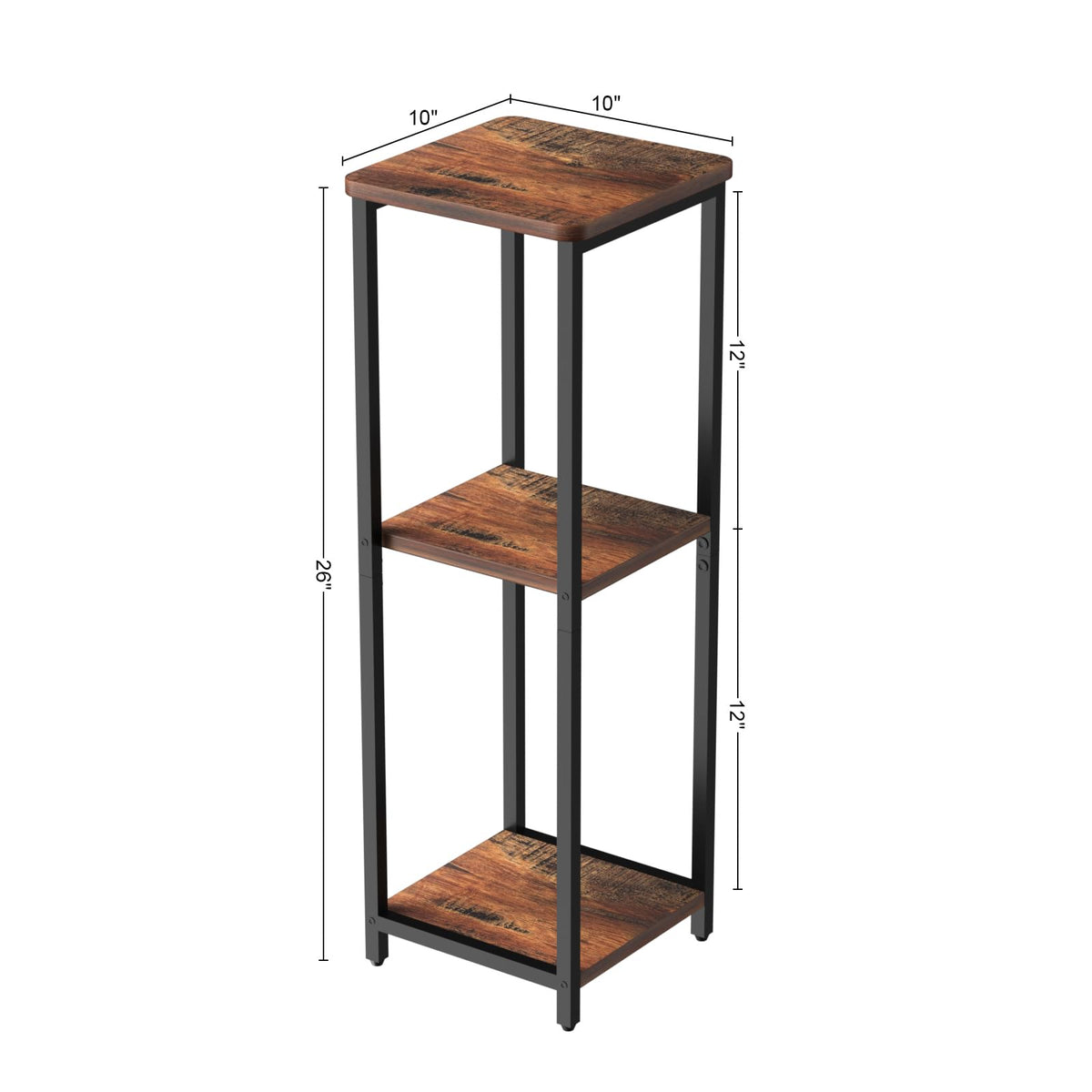 10" Wide Square 3-Tier Drink Table with Adjustable Feet W34659