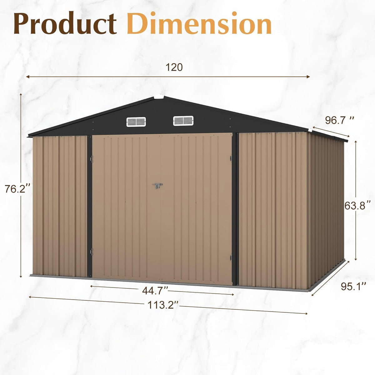 10 x 8 FT Metal Outdoor Storage Shed with Lockable Door I193