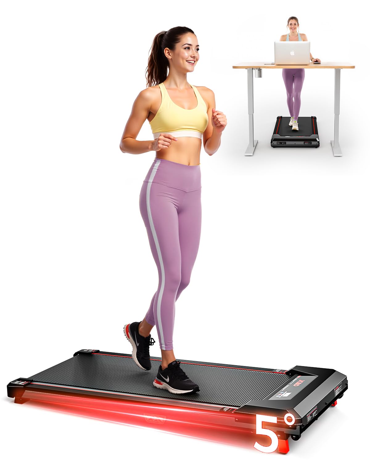 Incline Walking Pad Treadmill 330 Lbs Capacity 2.5HP V6564