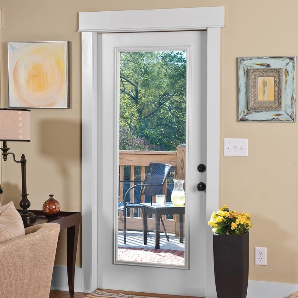 Primed Left Hand Outswing Prehung Door Full Lite Clear Glass 30"x80" Steel O109351