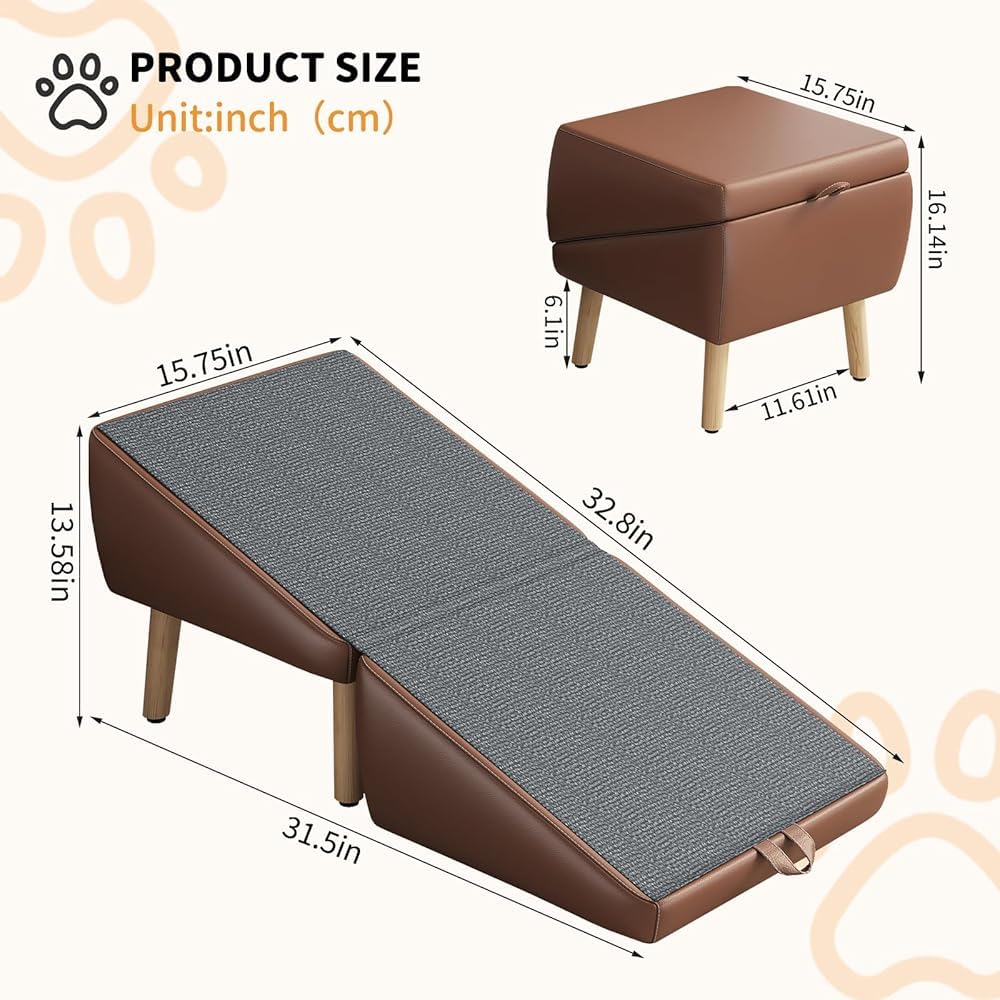Foldable 2-in-1 Pet Ottoman Dog Safety Ramp M525491