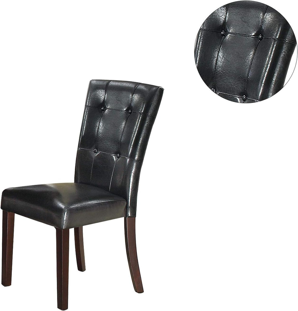 Black Faux Leather Tufted Parson Chairs Set of 2 Z45092