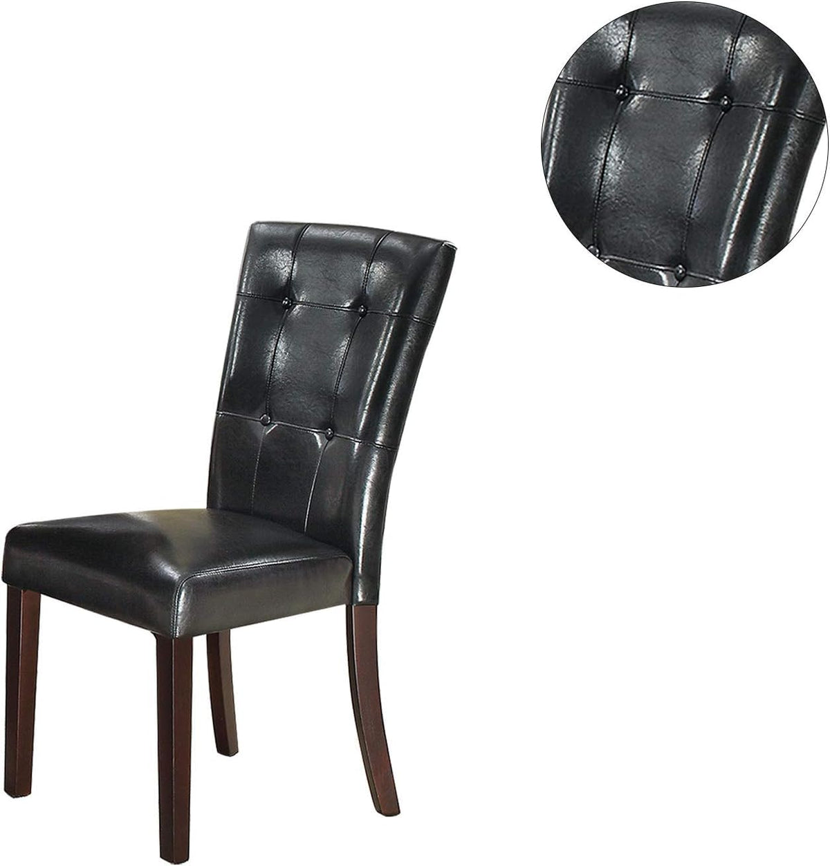 Black Faux Leather Tufted Parson Chairs Set of 2 Z45092