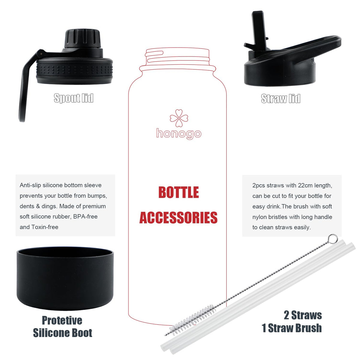40 oz Double Wall Insulated Stainless Steel Water Bottle with Straw Lid E83673