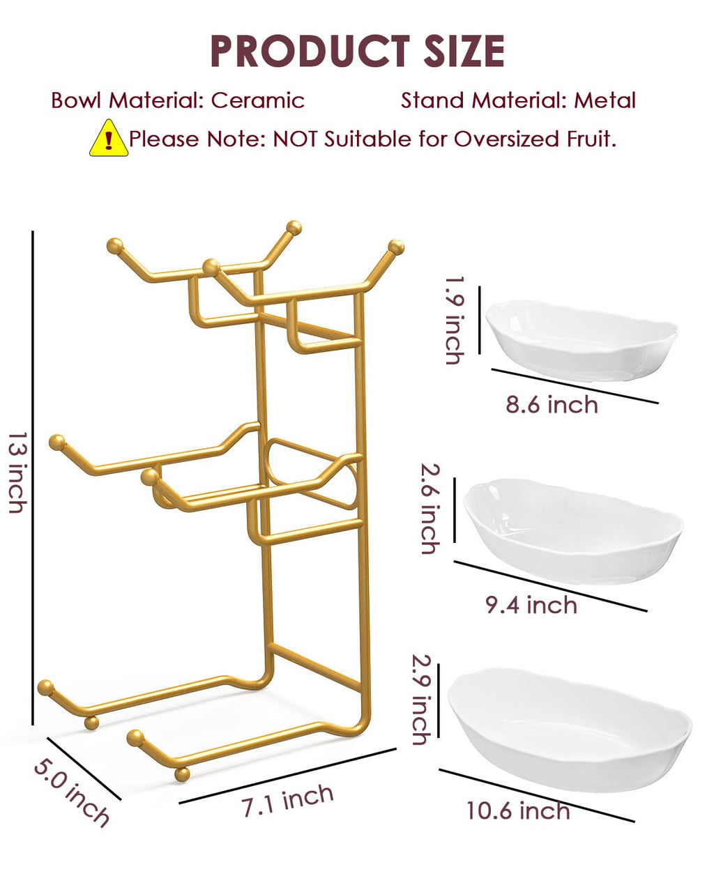 3 Tier Ceramic Fruit Bowl with Stand X670527