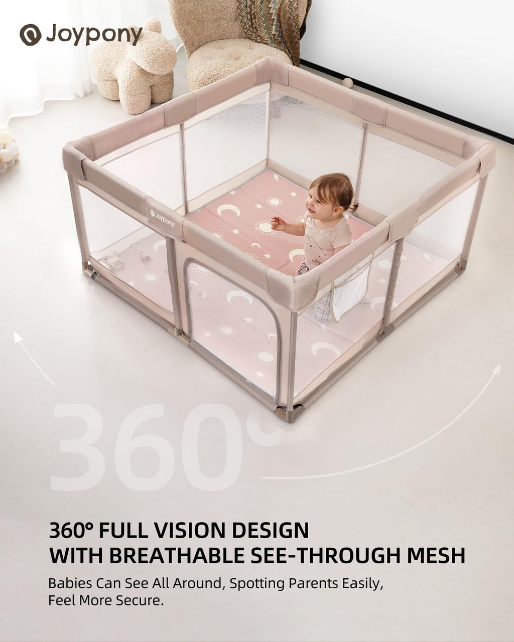Baby Playpen with Mat 50x50 in Beige S64858