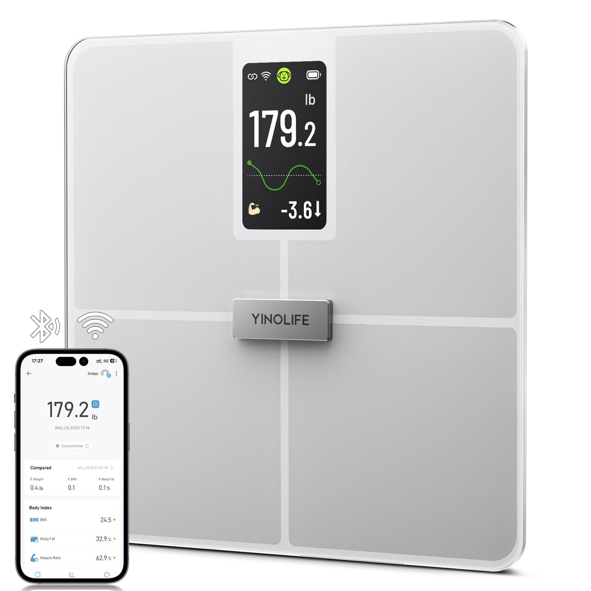 Digital Bathroom Weight Scale with 4.3" Color Display P733