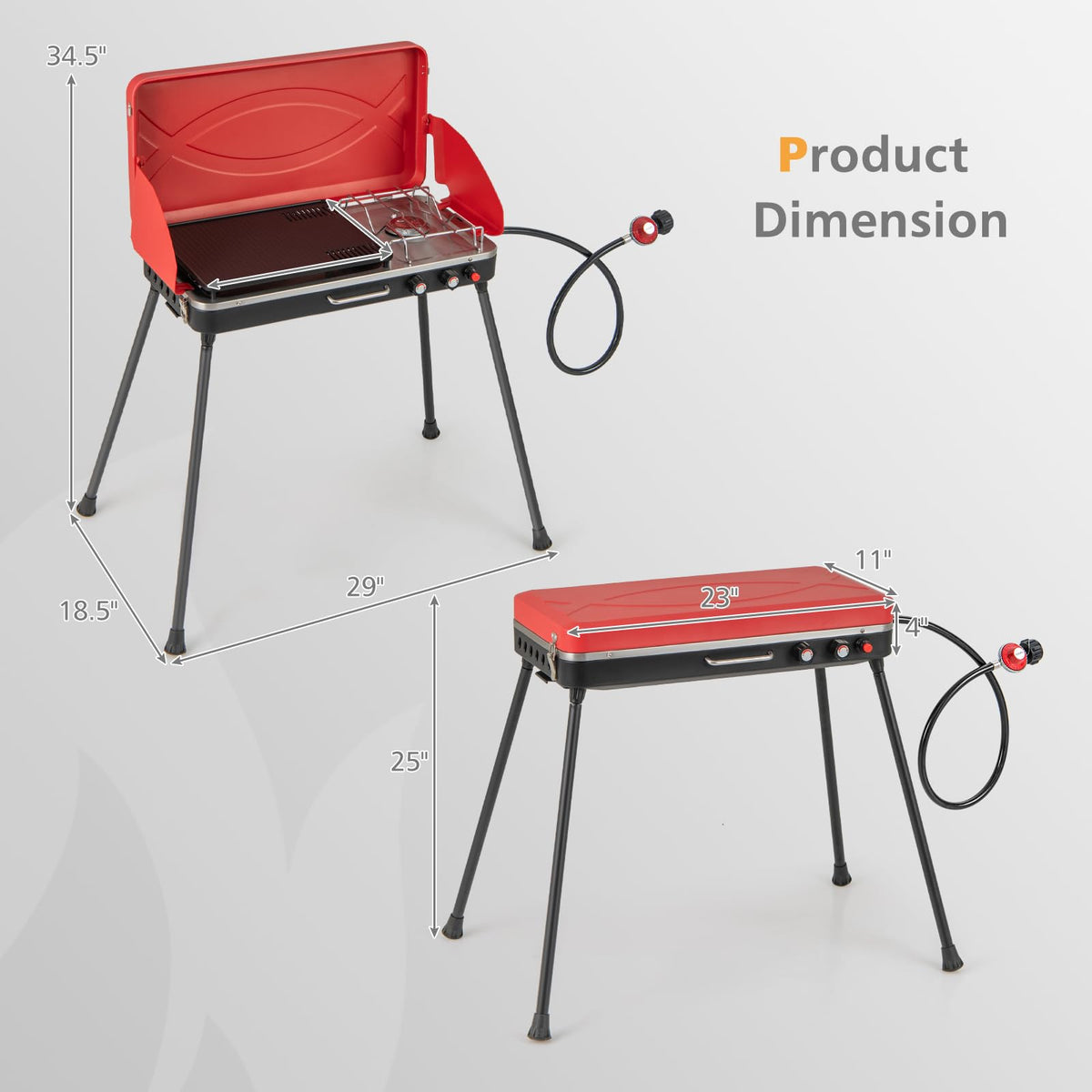 2-Burner Propane Camping Stove with Detachable Legs H4829