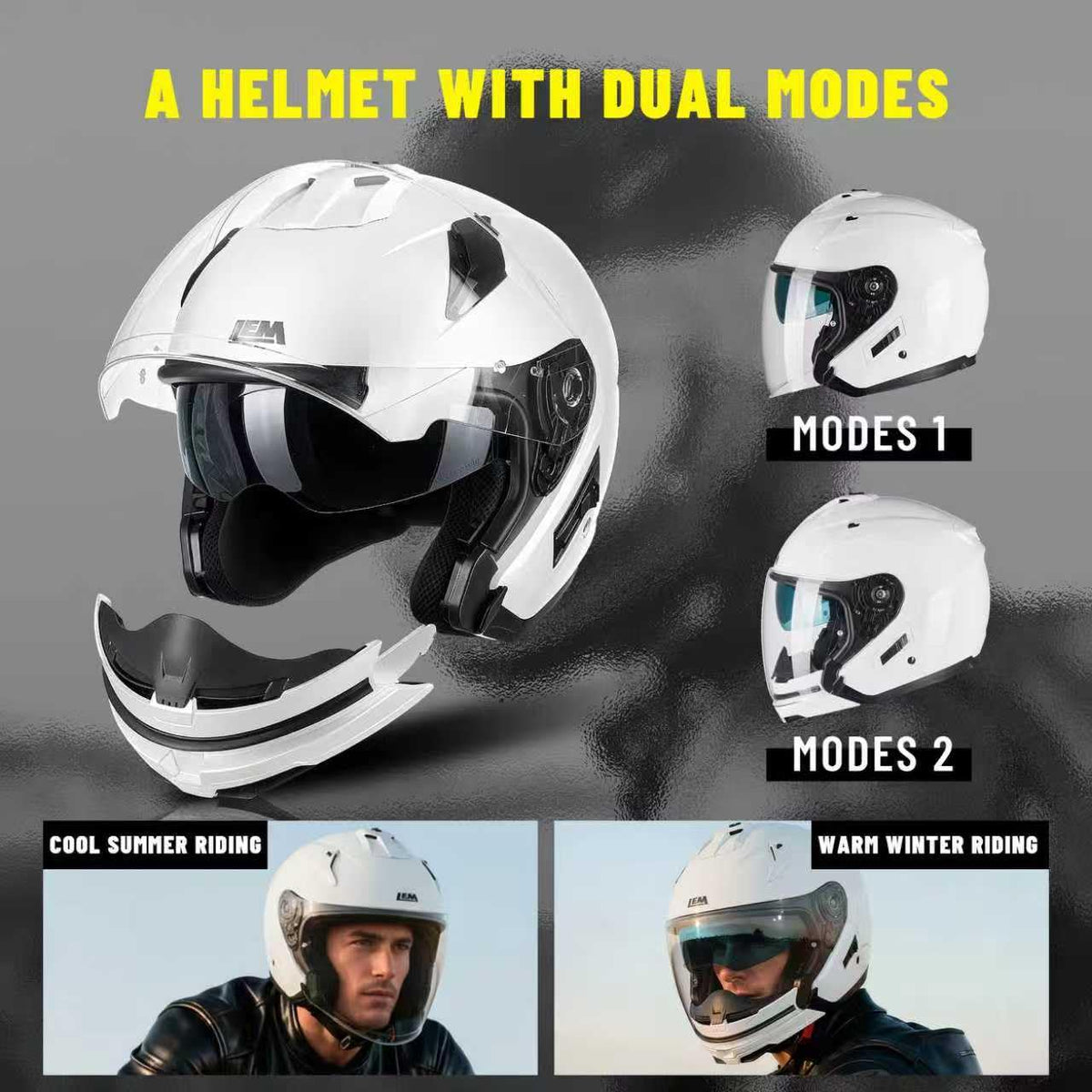 White Medium Full Face Motorcycle Helmets K110