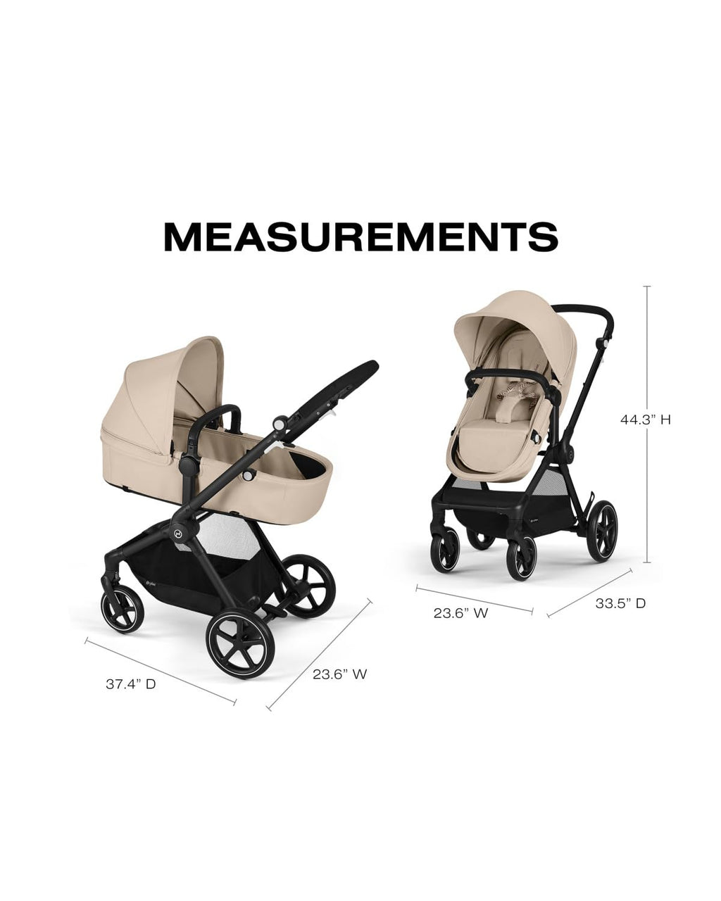 2-in-1 Baby Stroller + Car Seat Combo Almond Beige W8192