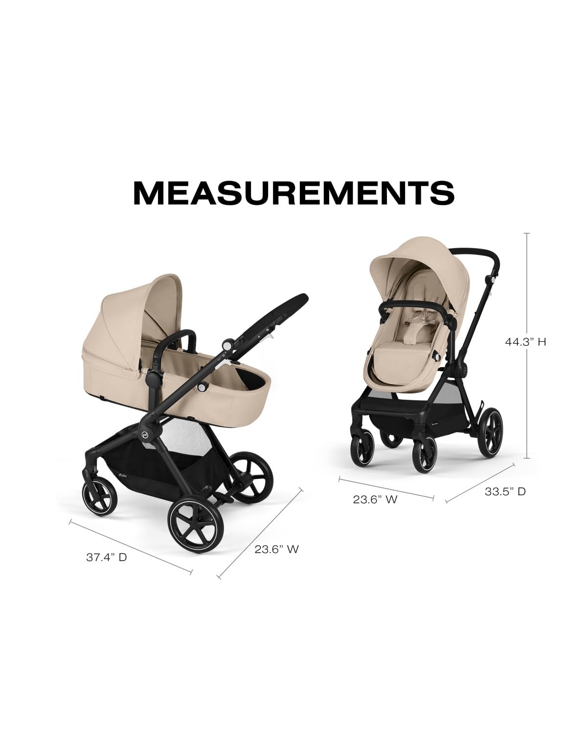 2-in-1 Baby Stroller + Car Seat Combo Almond Beige W8192