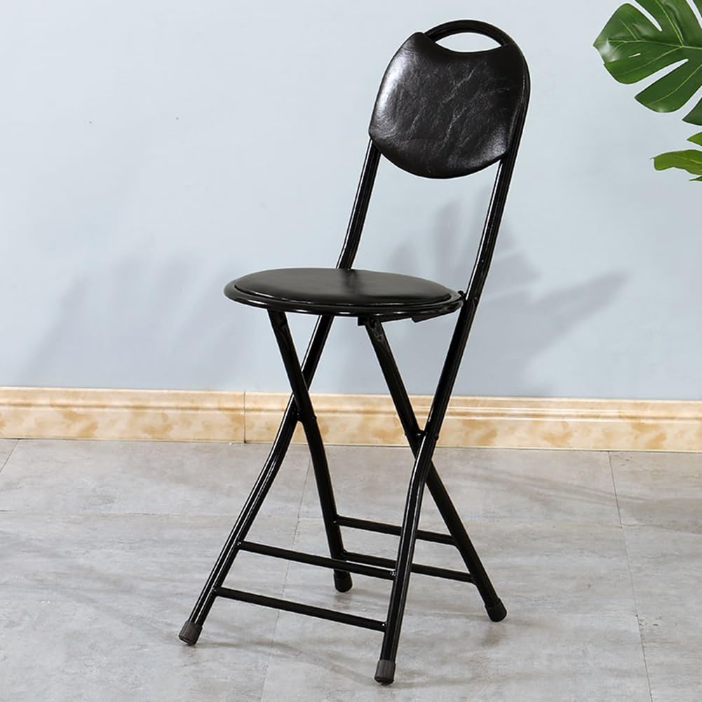 Black 18 Inch Folding Bar Stool with Backrest G875